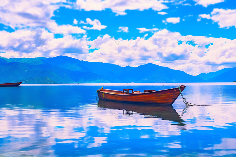 实拍天空下美丽的丽江湖面美景,高清,摄影图,摄影图片,图片大全,摄影图免费下载